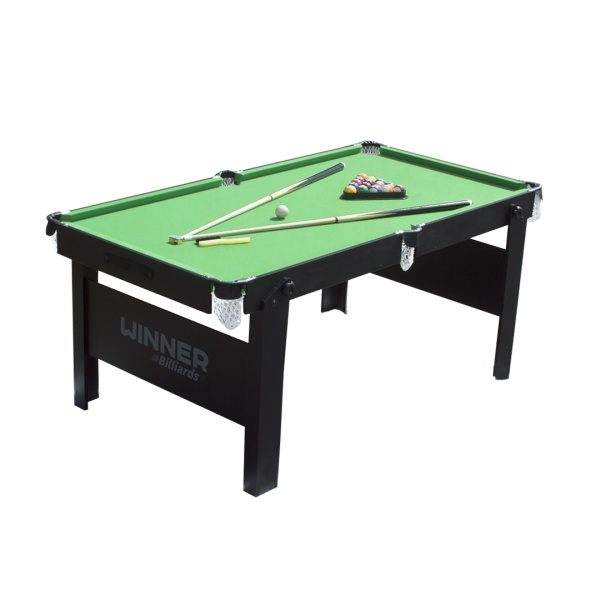 Складной бильярдный стол для пула "Hobby 2" (6 футов, черный, в комплекте с аксессуарами)