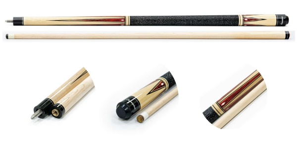 Двухсоставной бильярдный кий для пула "Classic Champion A-6" (черно-натуральный) с оплеткой ирла