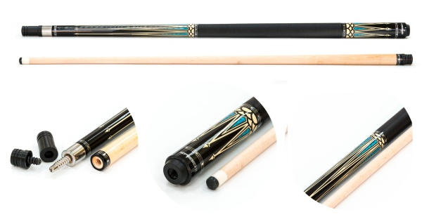 Двухсоставной бильярдный кий для пула "Classic Speed-1" (черный) с оплеткой ирландский лен